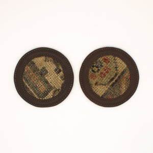 Vintage Rug/Leather Coaster Set No. 53
