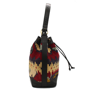 Vintage Rug and Leather Bucket Bag No. 12