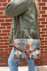 Vintage Rug and Leather Satchel Purse No. 6