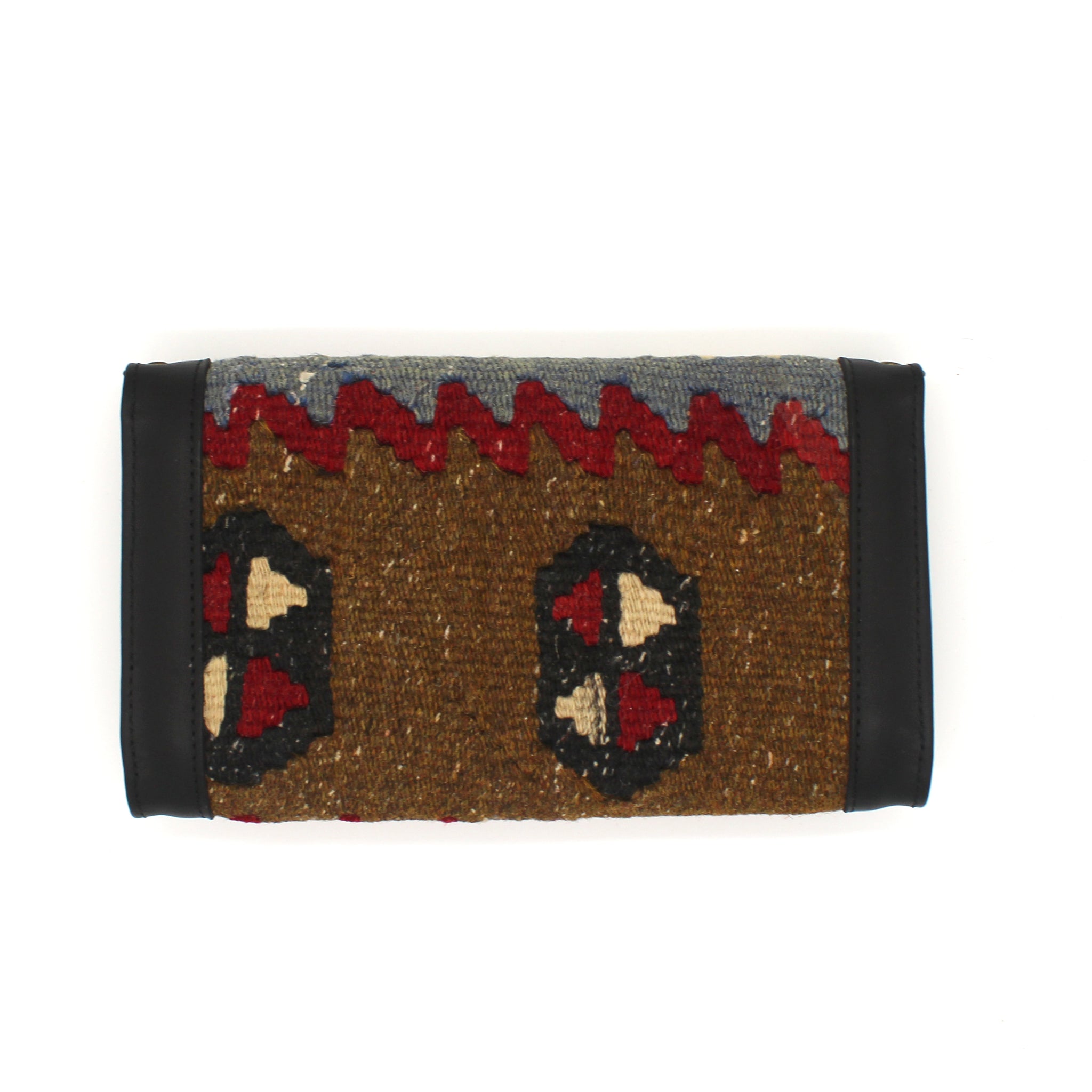 Vintage Rug and Leather Wallet with Strap No. 2
