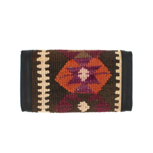 Vintage Rug and Leather Wallet with Strap No. 9