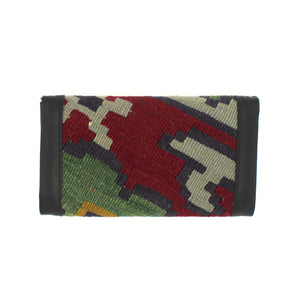 Vintage Rug and Leather Wallet with Strap No. 7