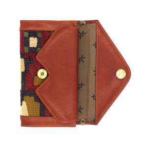 Vintage Rug and Leather Wallet with Strap No. 1