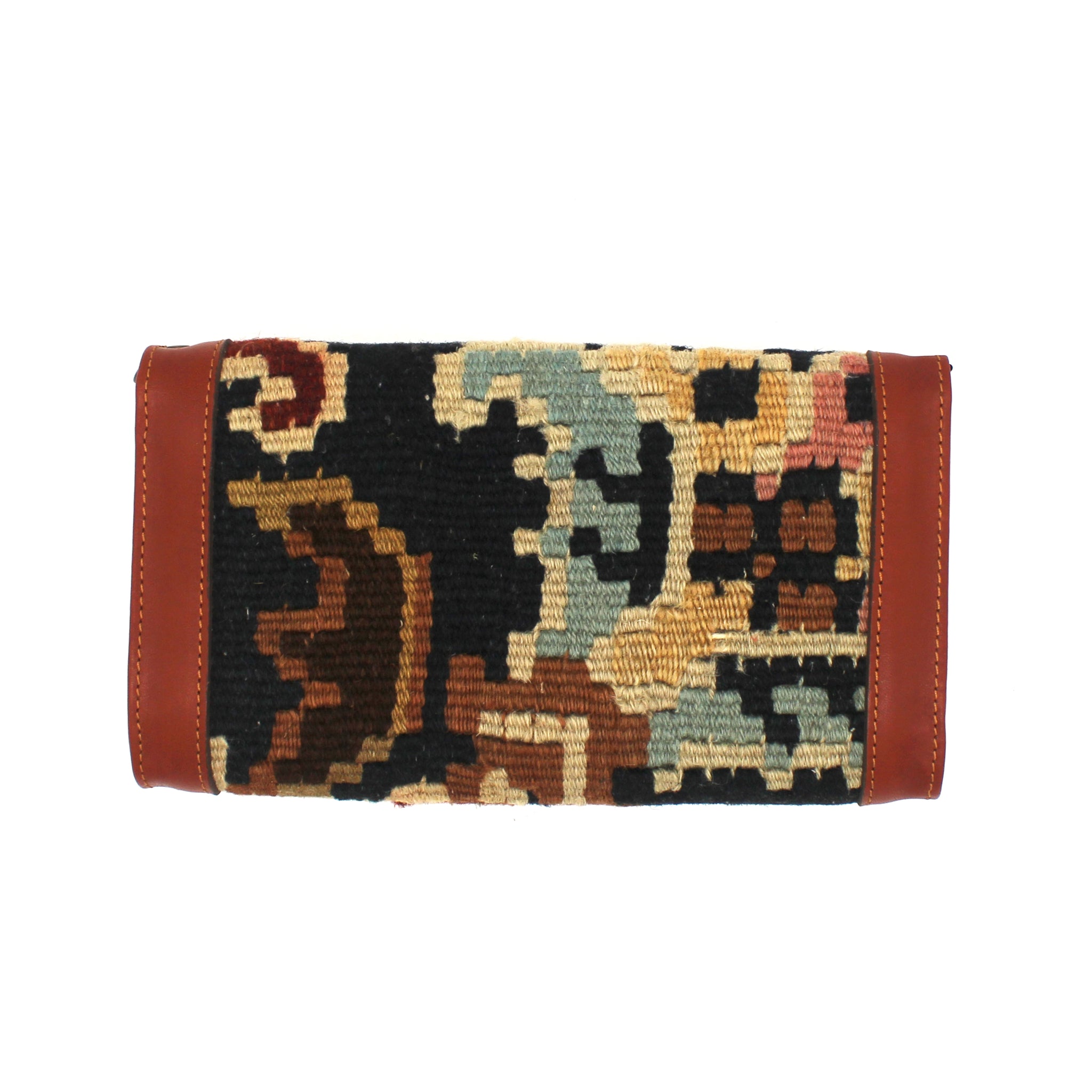 Vintage Rug and Leather Wallet with Strap No. 3