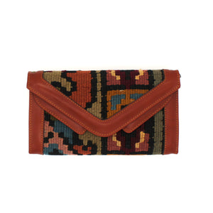 Vintage Rug and Leather Wallet with Strap No. 9