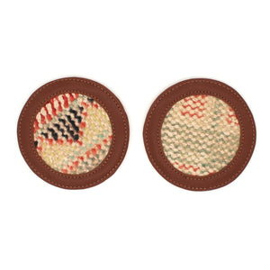 Vintage Rug/Leather Coaster Set No. 11