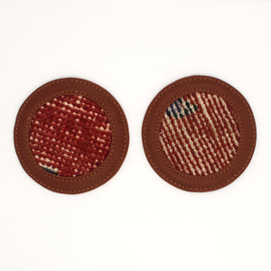 Vintage Rug/Leather Coaster Set No. 27