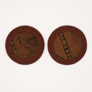 Vintage Rug/Leather Coaster Set No. 30