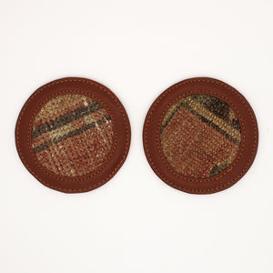 Vintage Rug/Leather Coaster Set No. 32
