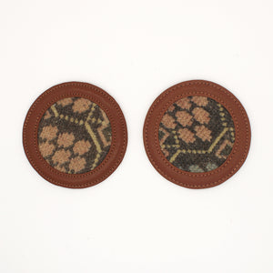 Vintage Rug/Leather Coaster Set No. 5