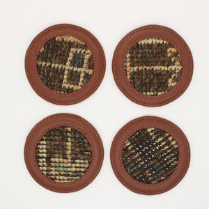 Vintage Rug/Leather Coaster Set No. 29