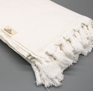 White Turkish Cotton Peshtemal Towel