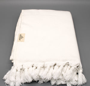 White Turkish Cotton Peshtemal Towel