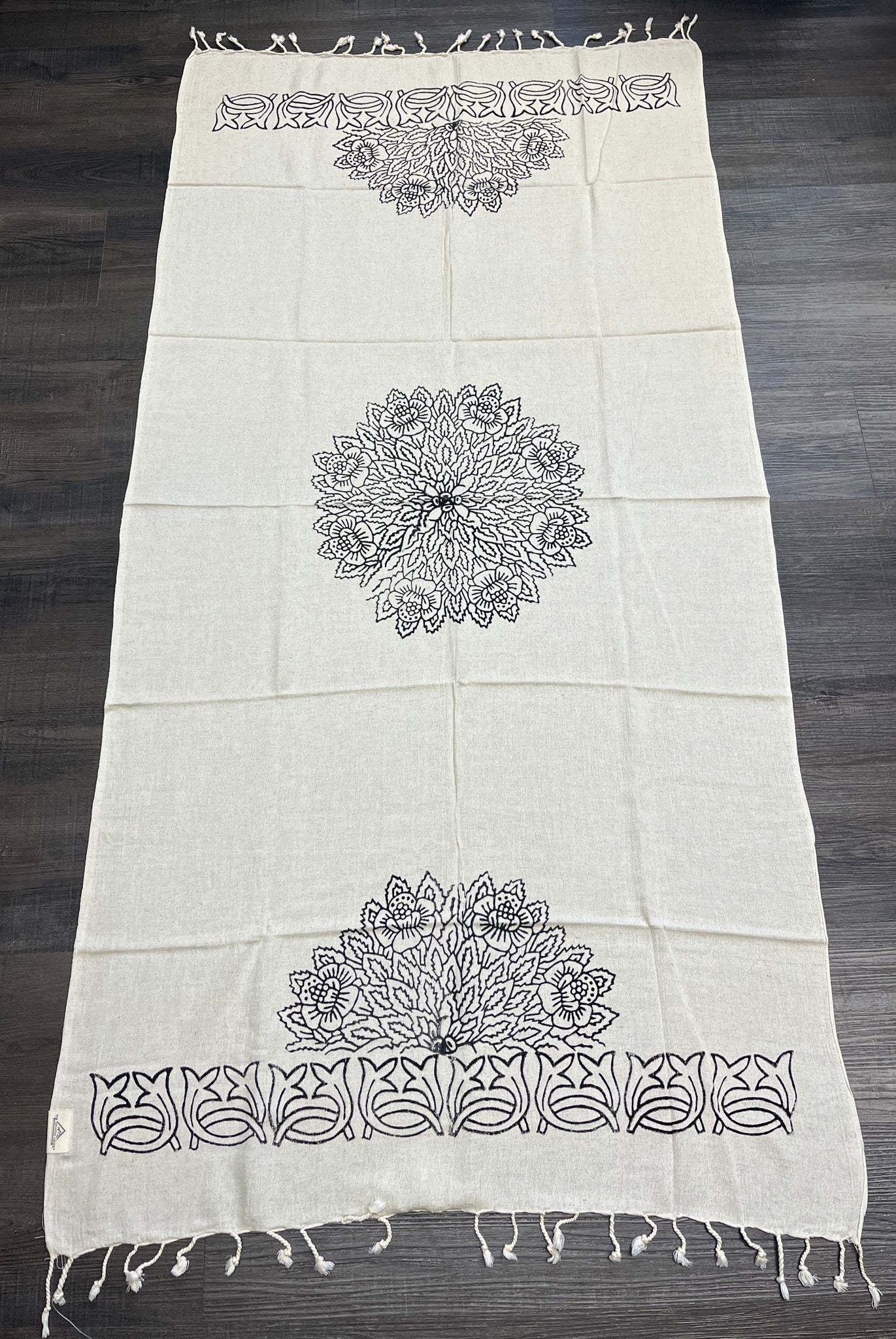 Neutral Turkish Cotton Patterned Throw Blanket