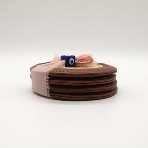 Vintage Rug/Leather Coaster Set No. 35
